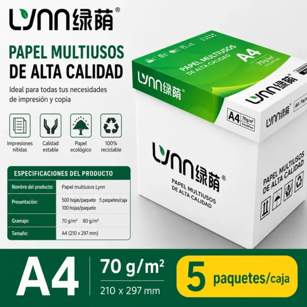 Papel Bond A4 70 g/m² – Caja de 5