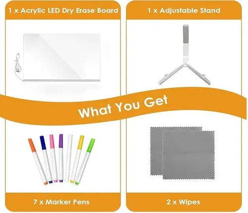 Pizarra LED Acrílica para Mensajes – Set Completo