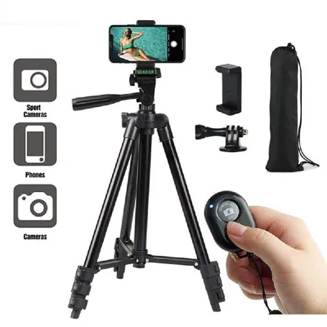 Trípode Ajustable para Celular y Cámara con Control Remoto